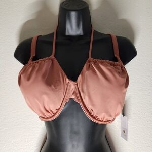 Bikini swimsuit top tie front pink size 38DD